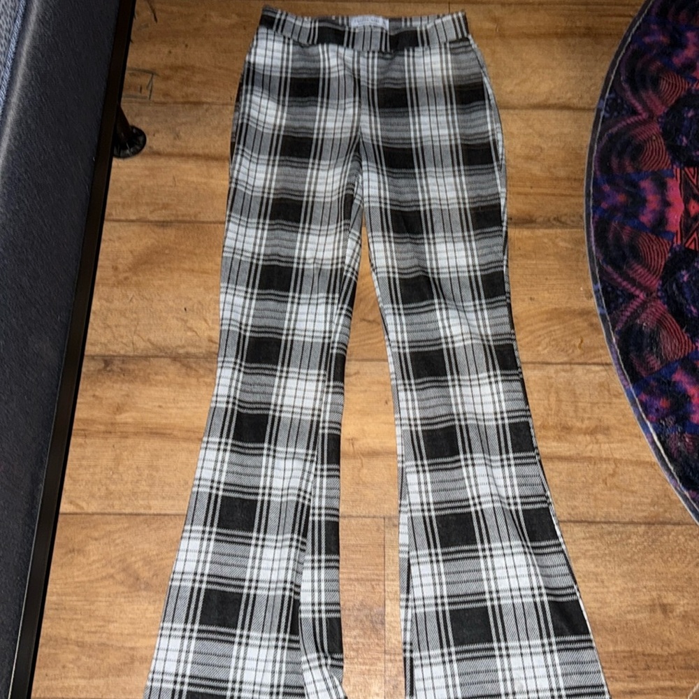 Vanilla Star Black and White Plaid Pants